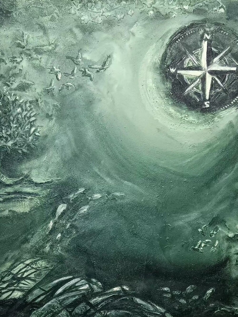 Green Nautical Compass Wall Art Canvas - Brand